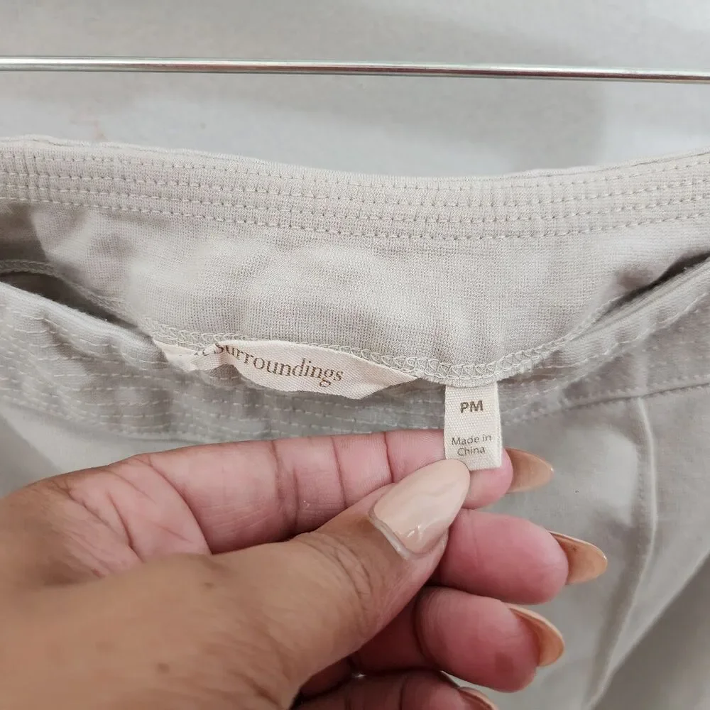 Soft Surroundings Ponte Knit Crop Capri Pants Seam Beige Stretch Womens Petite M